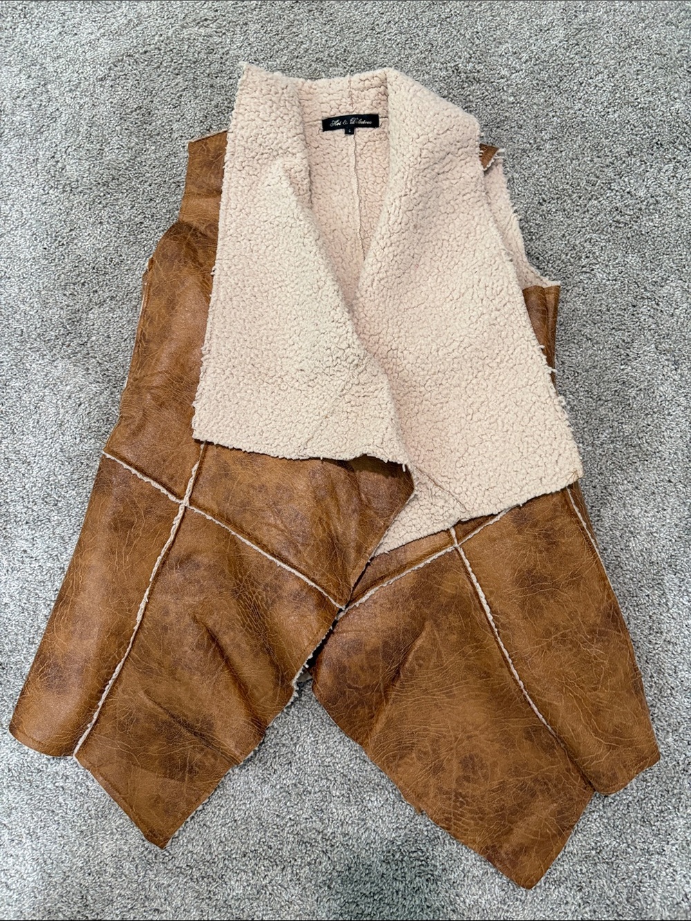Faux Shearling Vest with Draped Front-Hot & Delicious